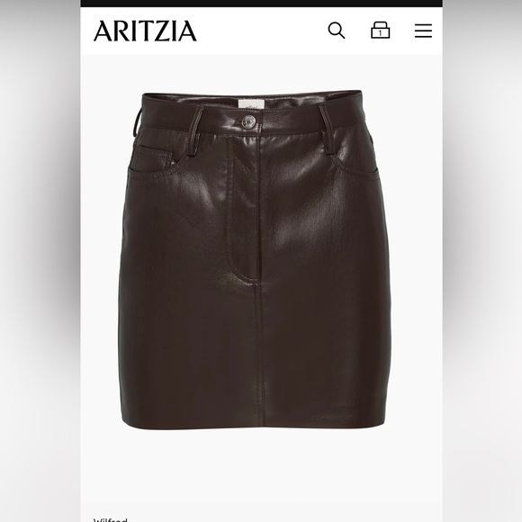 Aritzia Dresses & Skirts - Aritzia Wilfred Chemistry Vegan leather mini skirt Dark Brown sz 12 NWT $98!!